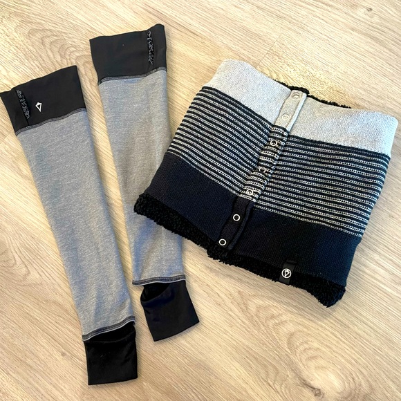 Ivivva Other - IVIVVA Set of 2: Grey & Black Fleece Lined Neckwarmer & Reversible Arm Warmers